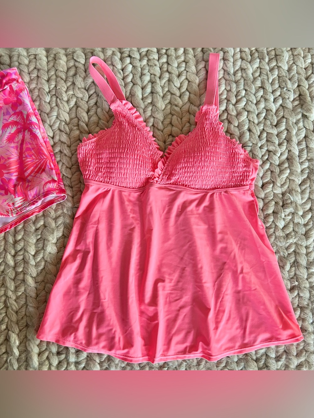 ROSEWE Amazon Tankini Bathing Suit, 2-Piece Smocked Swimsuit with Board Shorts L - Picture 7 of 10
